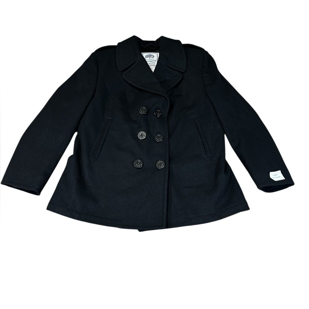 NWT DSCP Quarter Deck Collection Wool Black Button Peacoat Women’s Size 16S